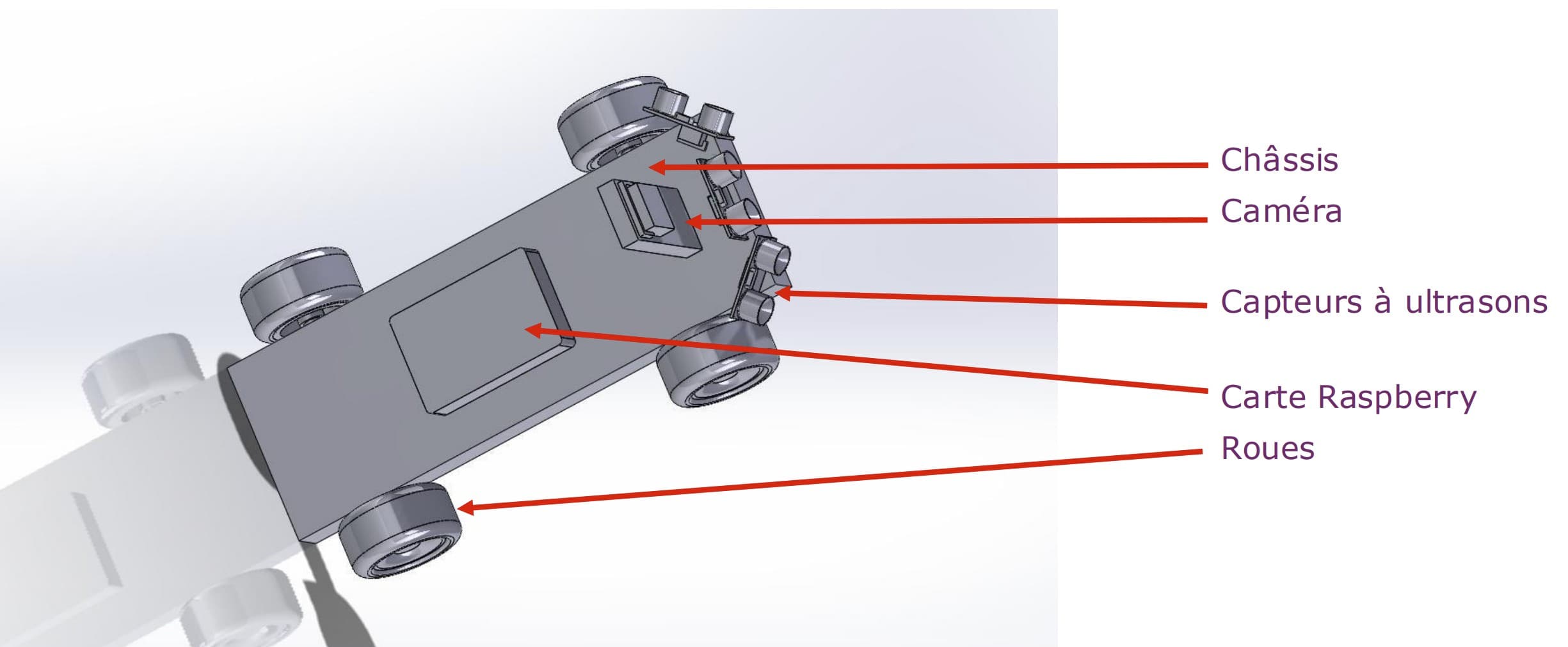 3D CAD model with camera, sensors and Raspberry Pi